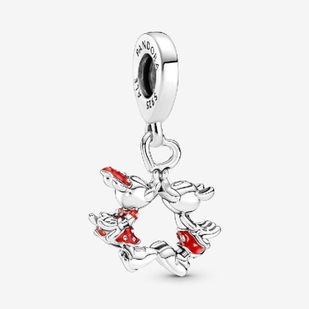 Disney Mickey Mouse & Minnie Mouse öpüşme Dangle Charm Pandora Türkiye