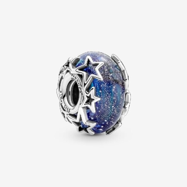 Galaxy Blue & Star Murano Charm Pandora Türkiye