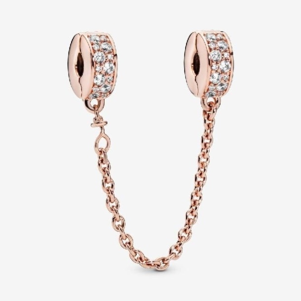Rose Clear Serme Emniyet Zinciri Klips Charm Pandora Türkiye