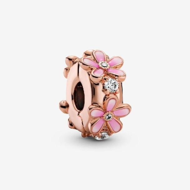 Rose Pink Daisy Spacer Clip Charms Pandora Türkiye